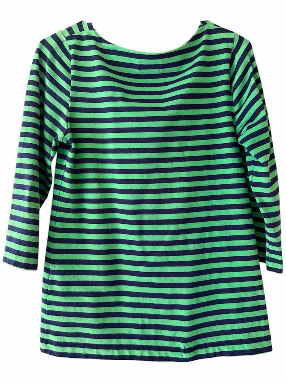 Kate Spade Navy Blue/Green Striped Top. 3/4 Sleeve. Small. - Picture 3 of 6
